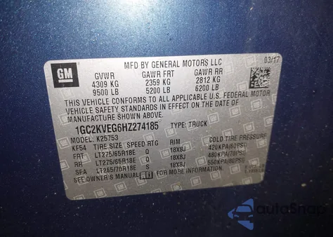 2017 Chevrolet Silverado 2500Hd Lt из США, поврежденный, VIN 1GC2KVEG6HZ274185